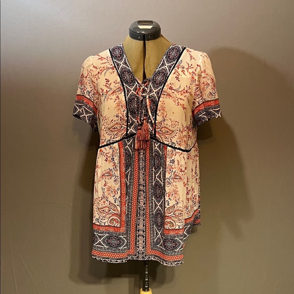 Knox Rose Multicolor Boho Blouse Women's L